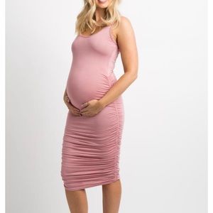 PINK BLUSH Fitted Ruched side dress! WORN ONCE!